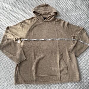 J.Crew Cream Cotton/Wool Lightweight Hoodie with Pouch Pocket